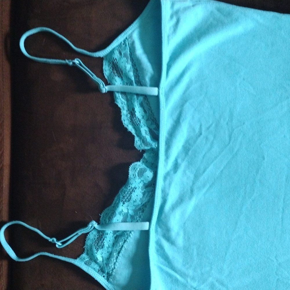 Y2K Express Lace-Trim Turquoise Cami Top - Picture 5 of 5